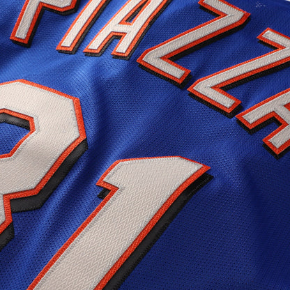 Mike Piazza New York Mets Mitchell &amp;amp; Ness Cooperstown Collection Mesh Batting Practice Button-Up Jersey - Royal