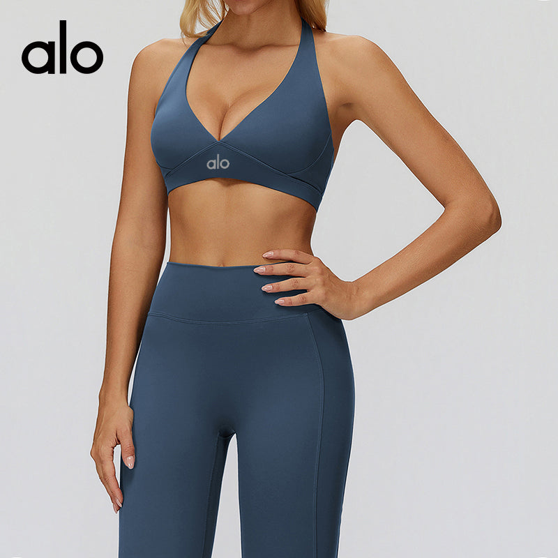Alo Yoga Bare Sensation Yoga Bra - Neck-Attached, Beautiful Back, High-Class Fitness Underwear
