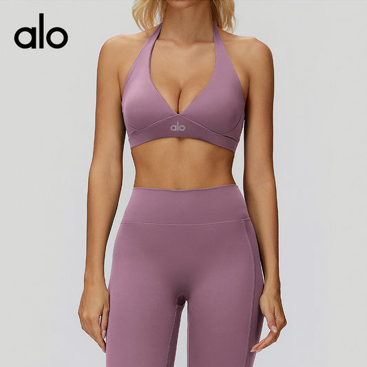 Alo Yoga Bare Sensation Yoga Bra - Neck-Attached, Beautiful Back, High-Class Fitness Underwear