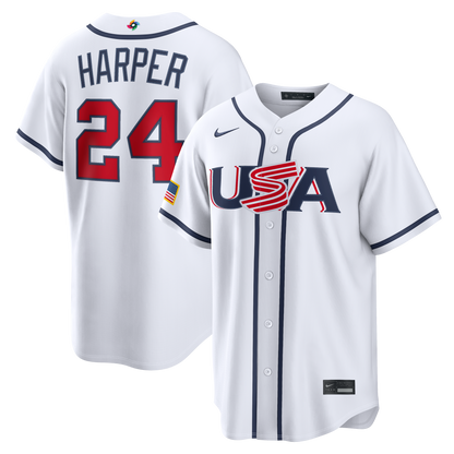 Bryce Harper USA Baseball Nike 2026 World Baseball Classic Home Stadium Jersey - White