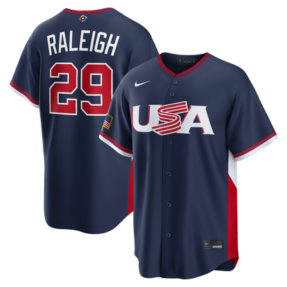 Cal Raleigh USA Baseball Nike 2026 World Baseball Classic Road Stadium Jersey - Navy