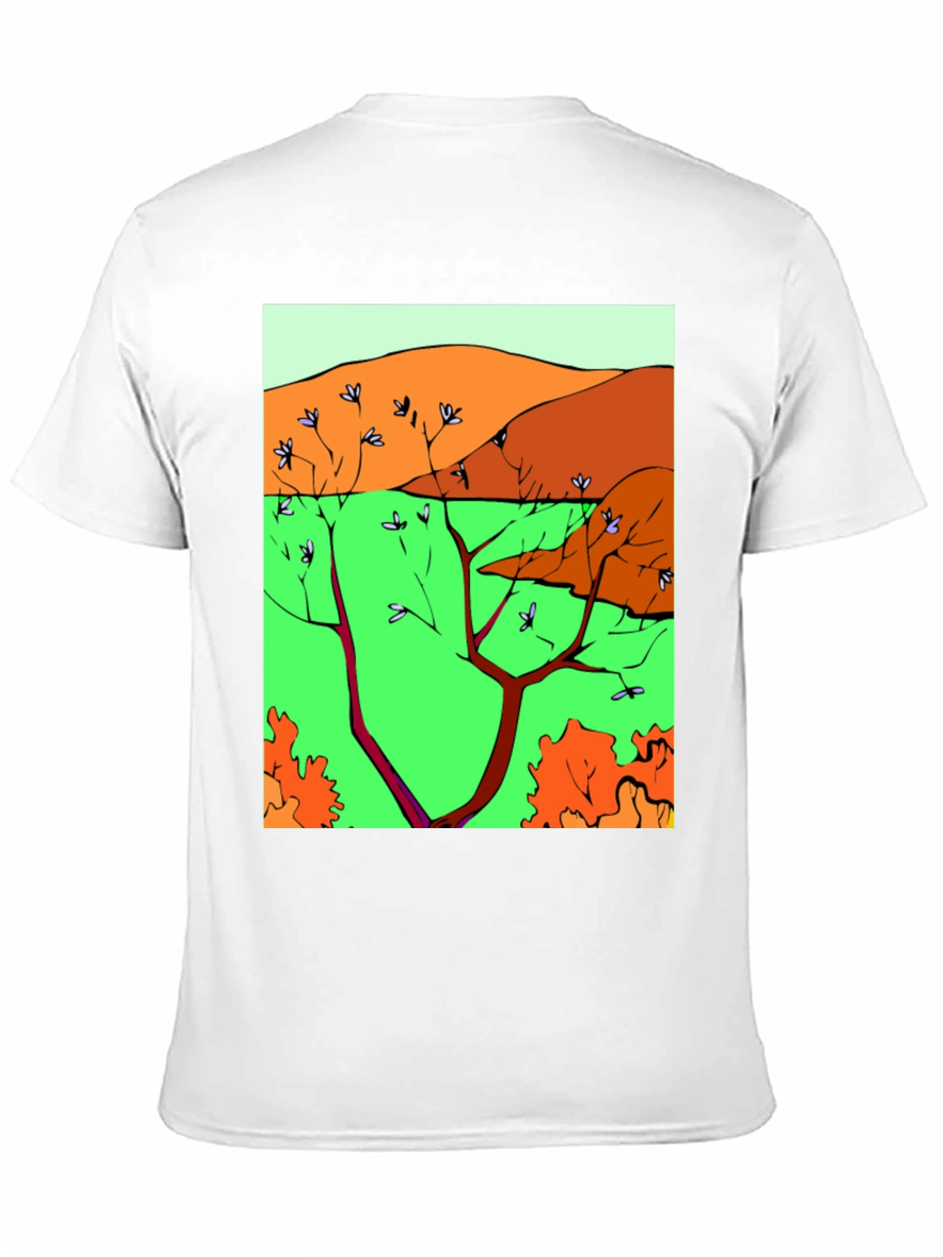 Nature Scene Graphic Print Tee - Unique Artistic Design