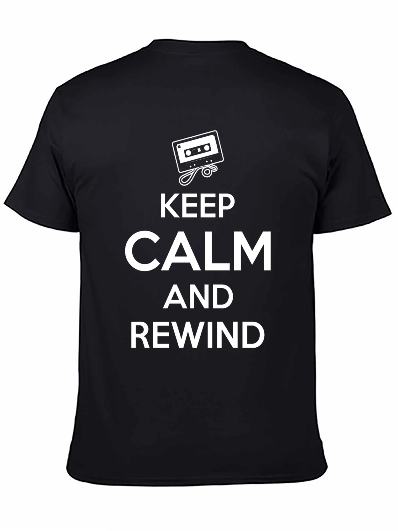 Keep Calm and Rewind Black T-Shirt