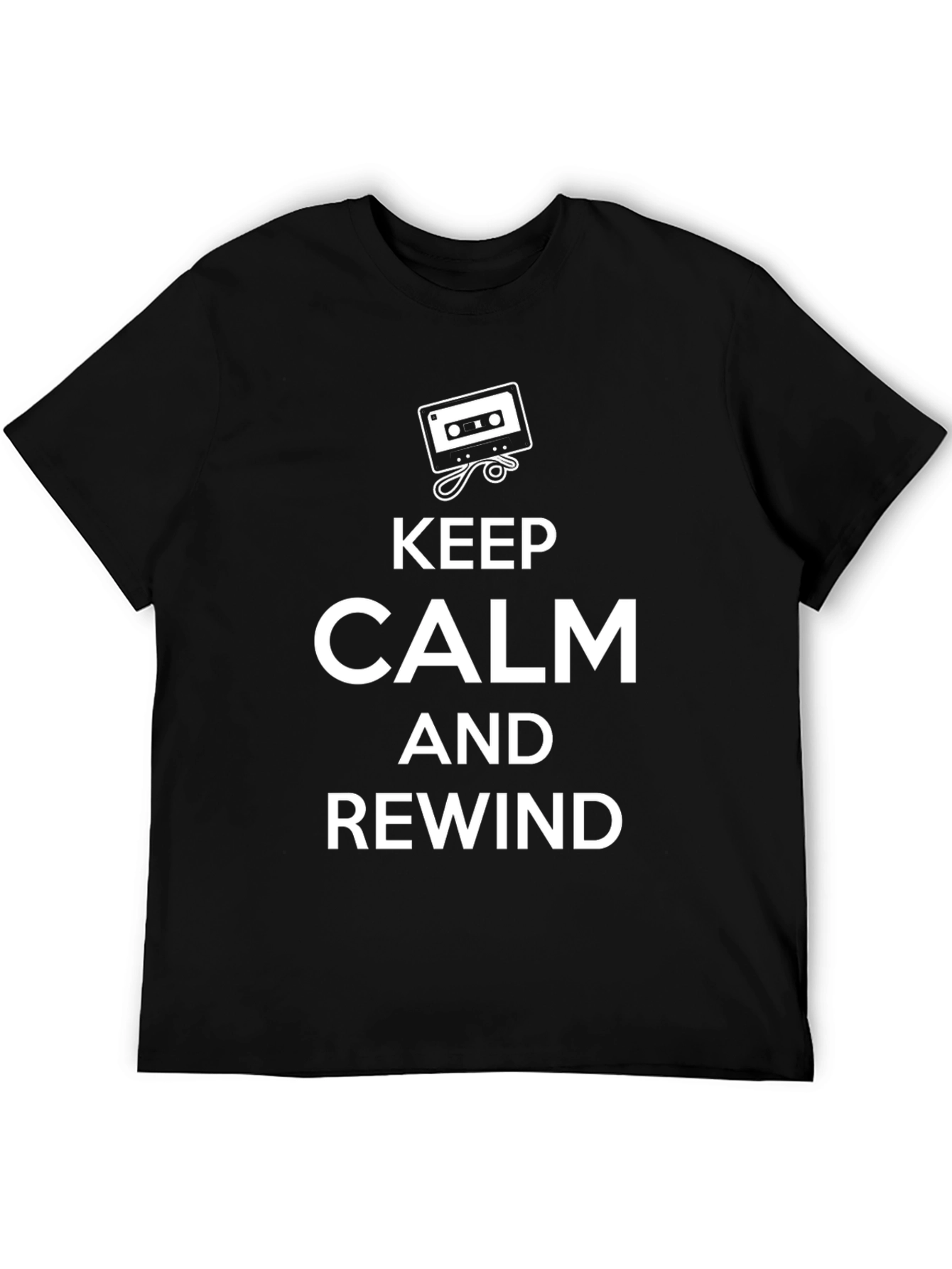 Keep Calm and Rewind Black T-Shirt
