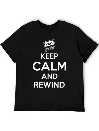 Keep Calm and Rewind Black T-Shirt