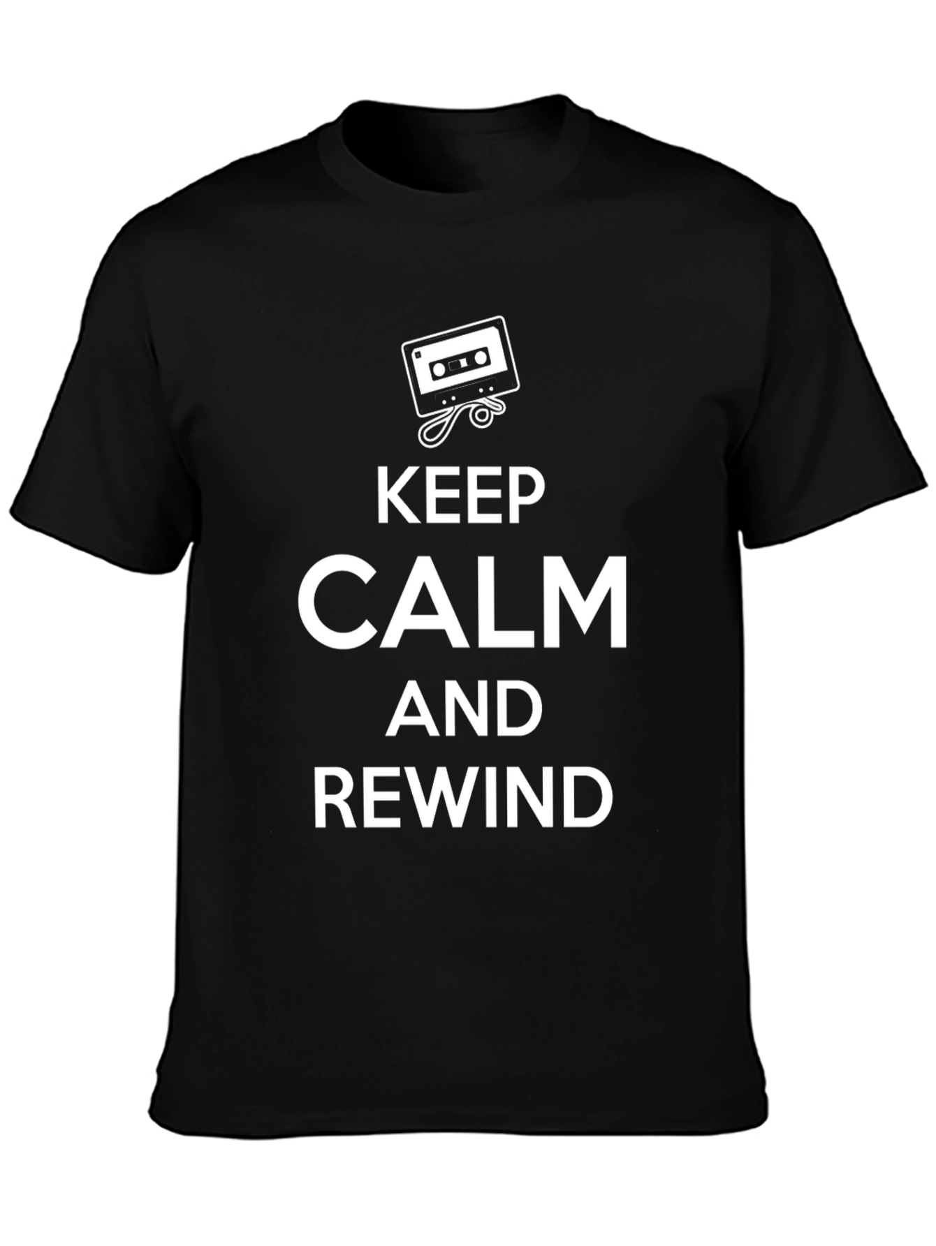 Keep Calm and Rewind Black T-Shirt