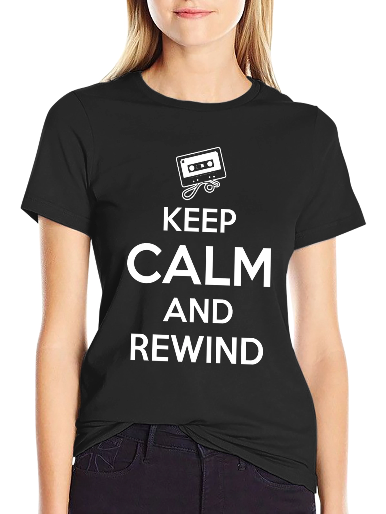 Keep Calm and Rewind Black T-Shirt