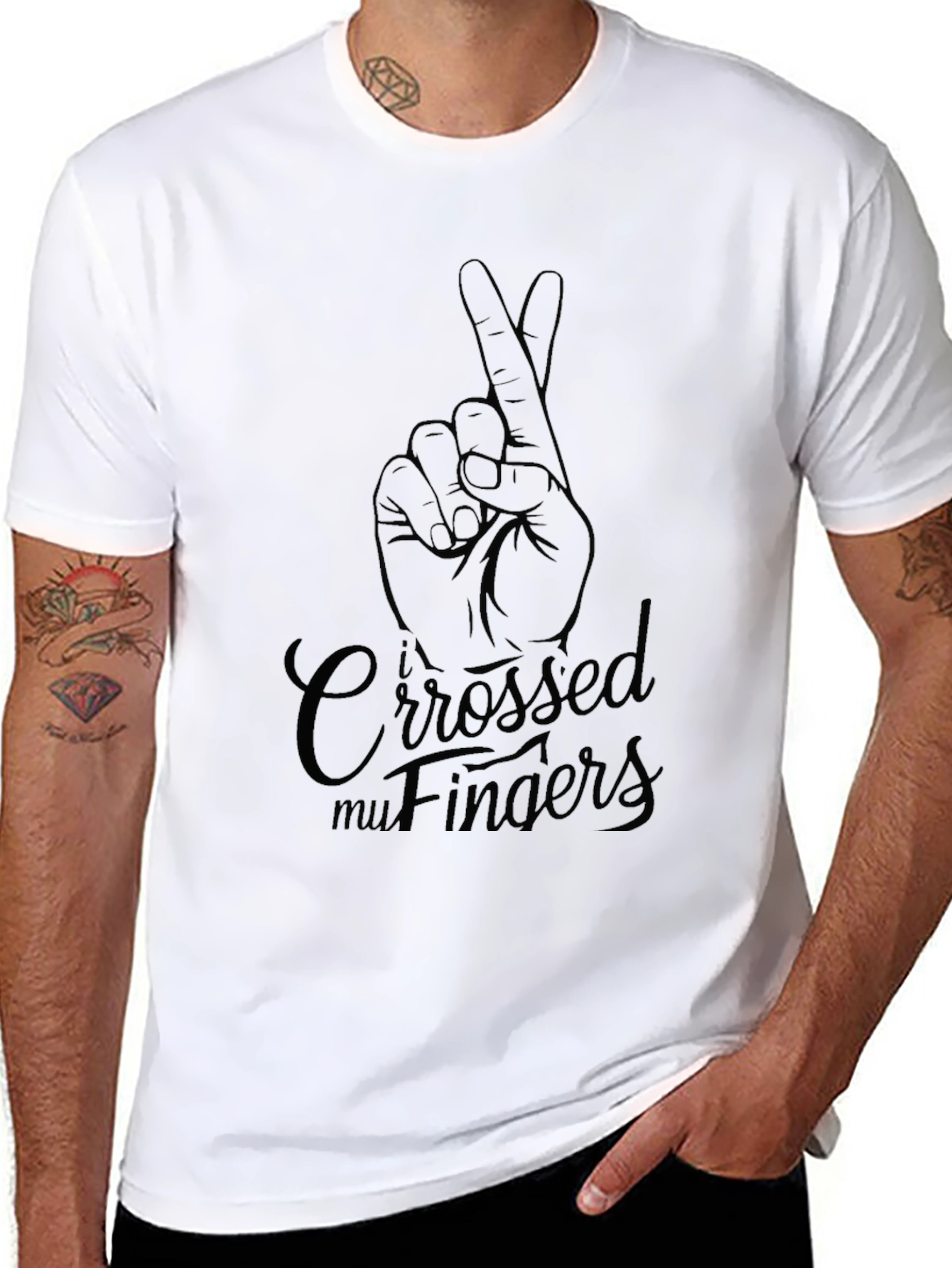 Crossed Fingers Graphic T-Shirt - Lucky Charm Tee
