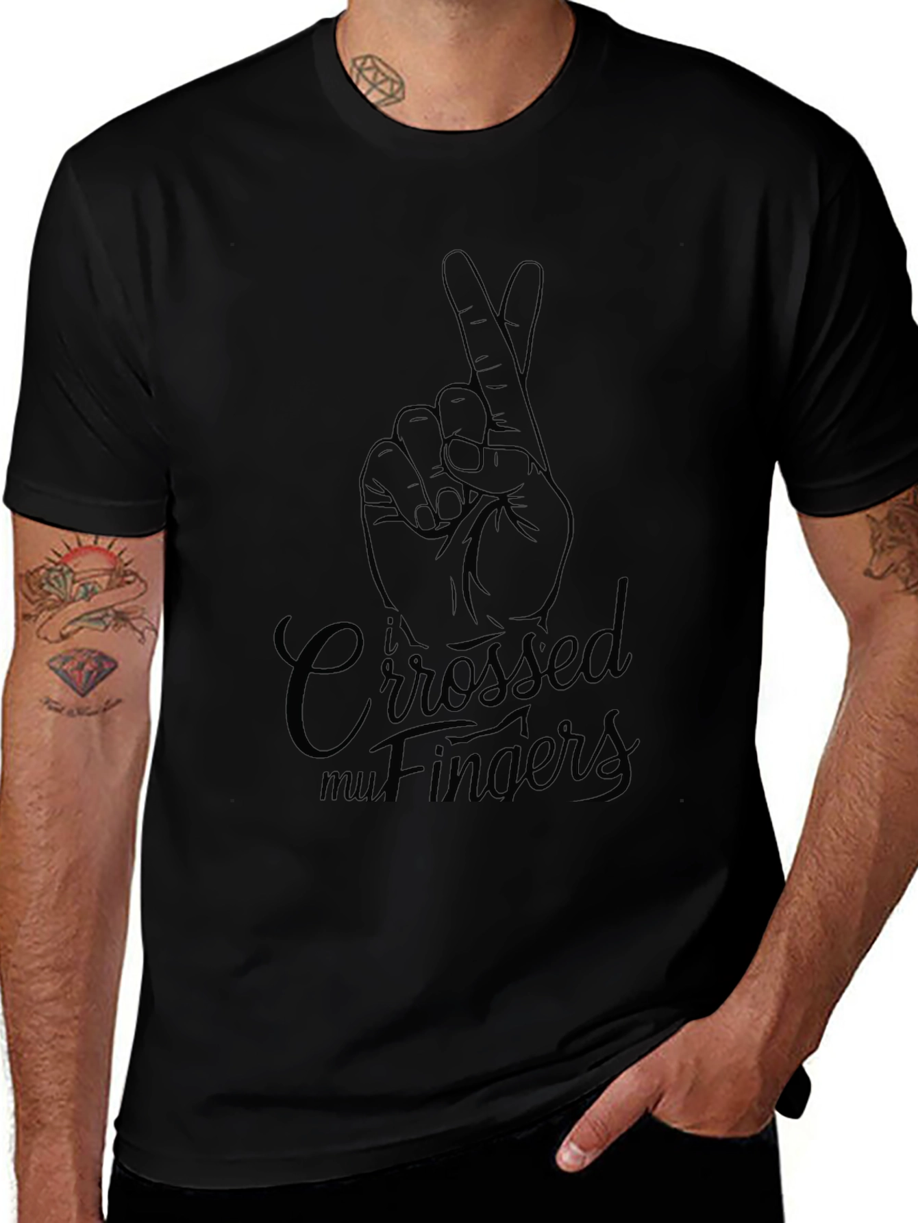 Crossed Fingers Graphic T-Shirt - Lucky Charm Tee