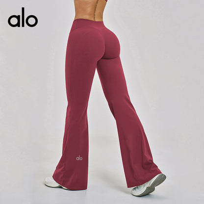 Alo Yoga Brushed High-Waist Bootcut Leggings, Slim-Fit Casual Running Yoga Pants for Women
