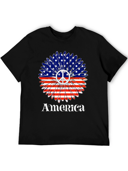 America Peace Sign Flower T-Shirt