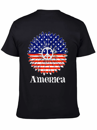 America Peace Sign Flower T-Shirt