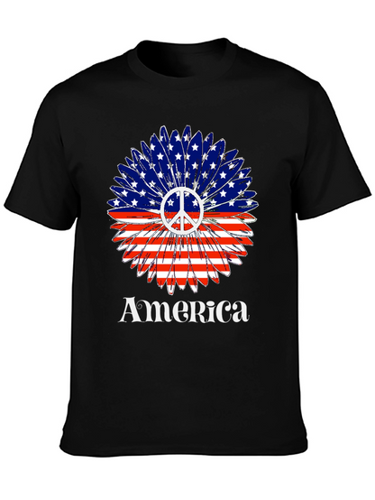 America Peace Sign Flower T-Shirt