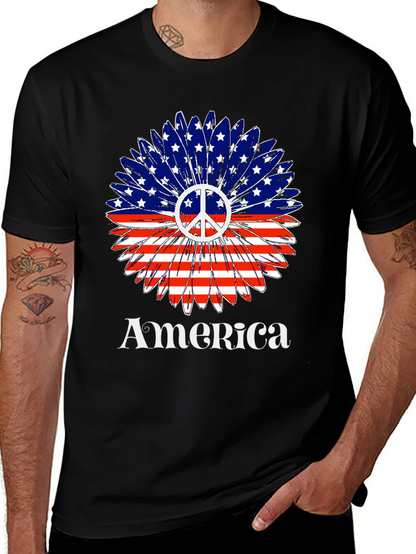 America Peace Sign Flower T-Shirt