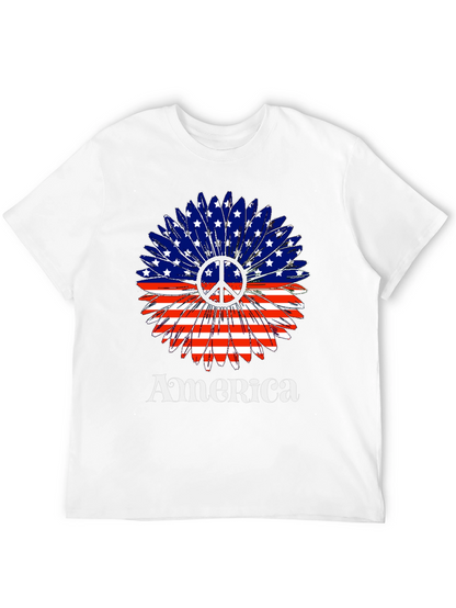 America Peace Sign Flower T-Shirt