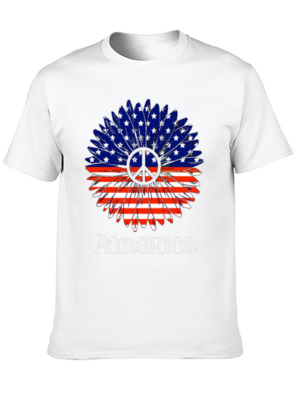 America Peace Sign Flower T-Shirt
