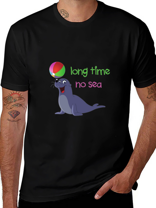 Long Time No Sea T-Shirt - Funny Seal Beach Ball Design