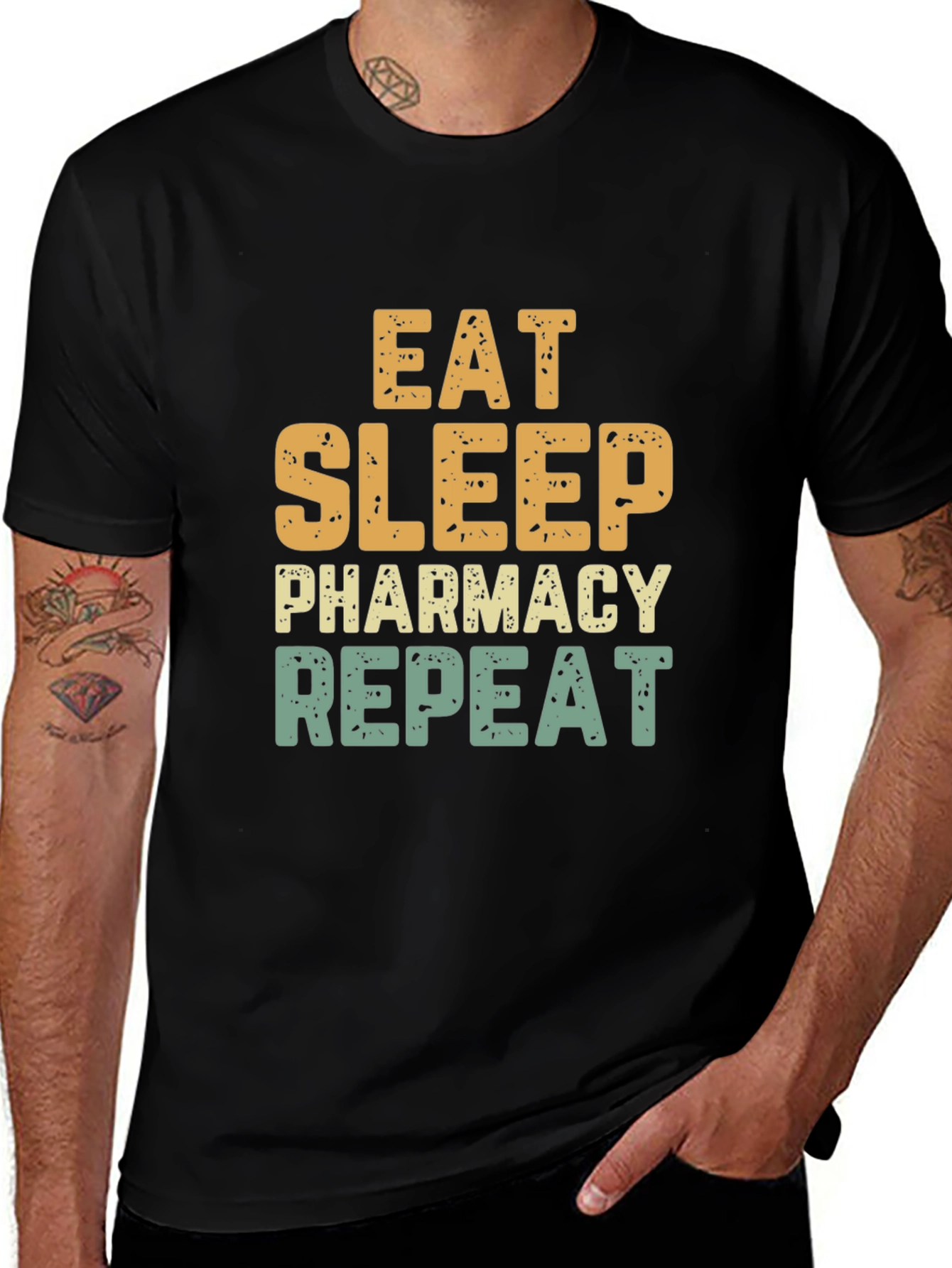 Eat Sleep Pharmacy Repeat Black Tee