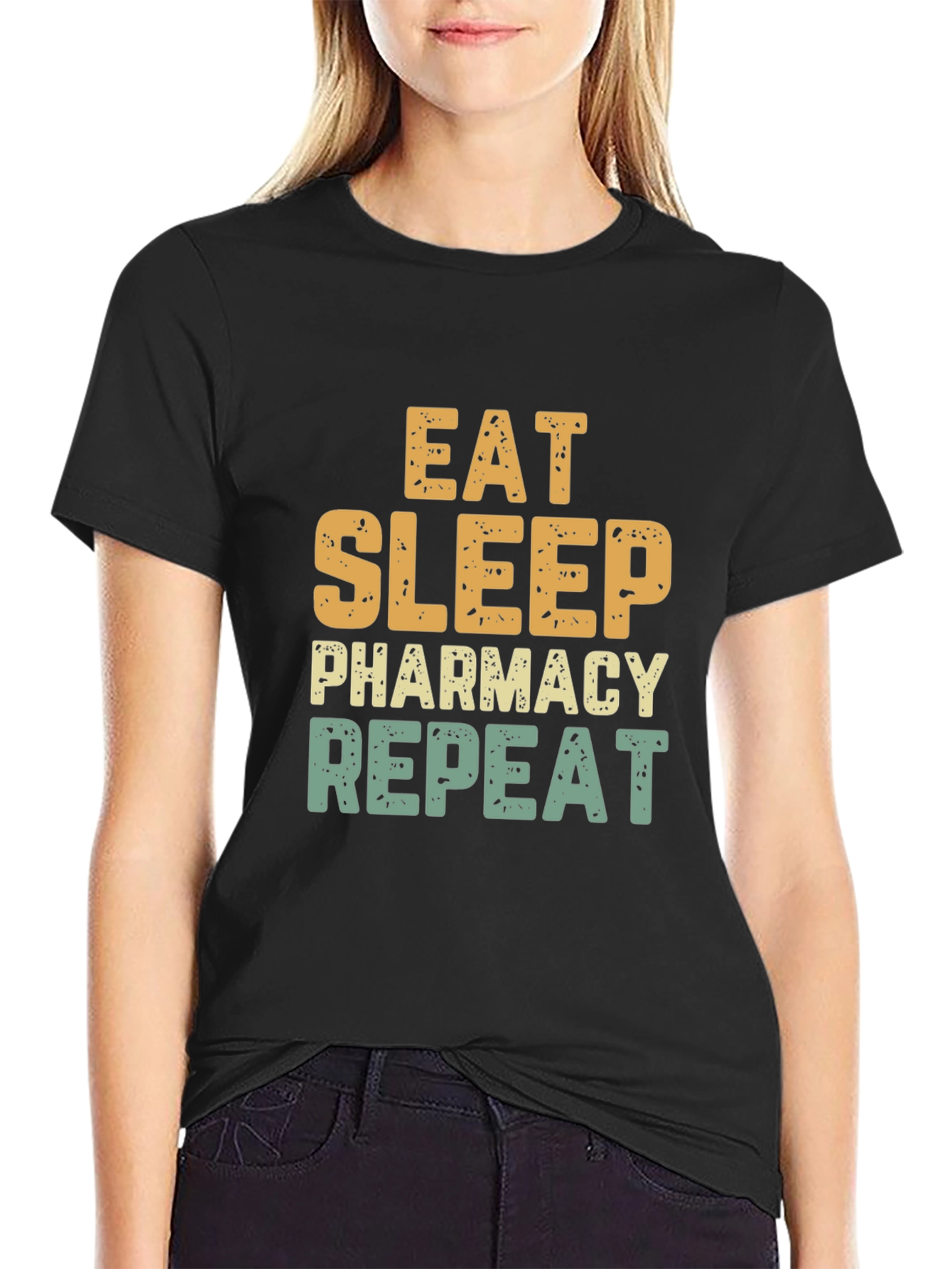 Eat Sleep Pharmacy Repeat Black Tee