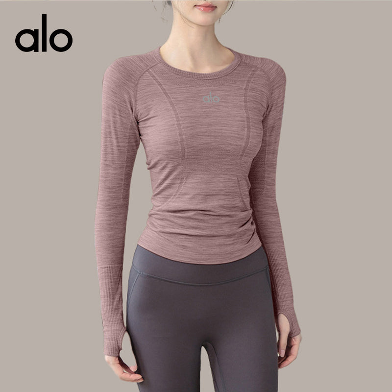 Alo Yoga Nude Feel Versatile Long Sleeve T-shirt, Slim Fit Quick Dry Sports Fitness Yoga Top