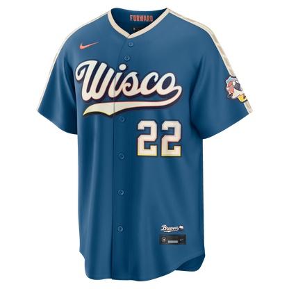 Christian Yelich Milwaukee Brewers Nike 2026 City Connect Stadium Jersey - Mineral Blue