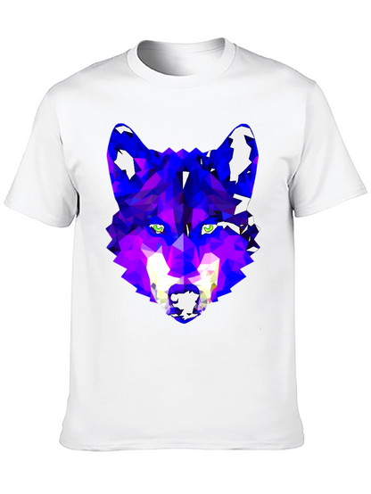 Geometric Wolf Graphic Tee - Modern Artistic Design