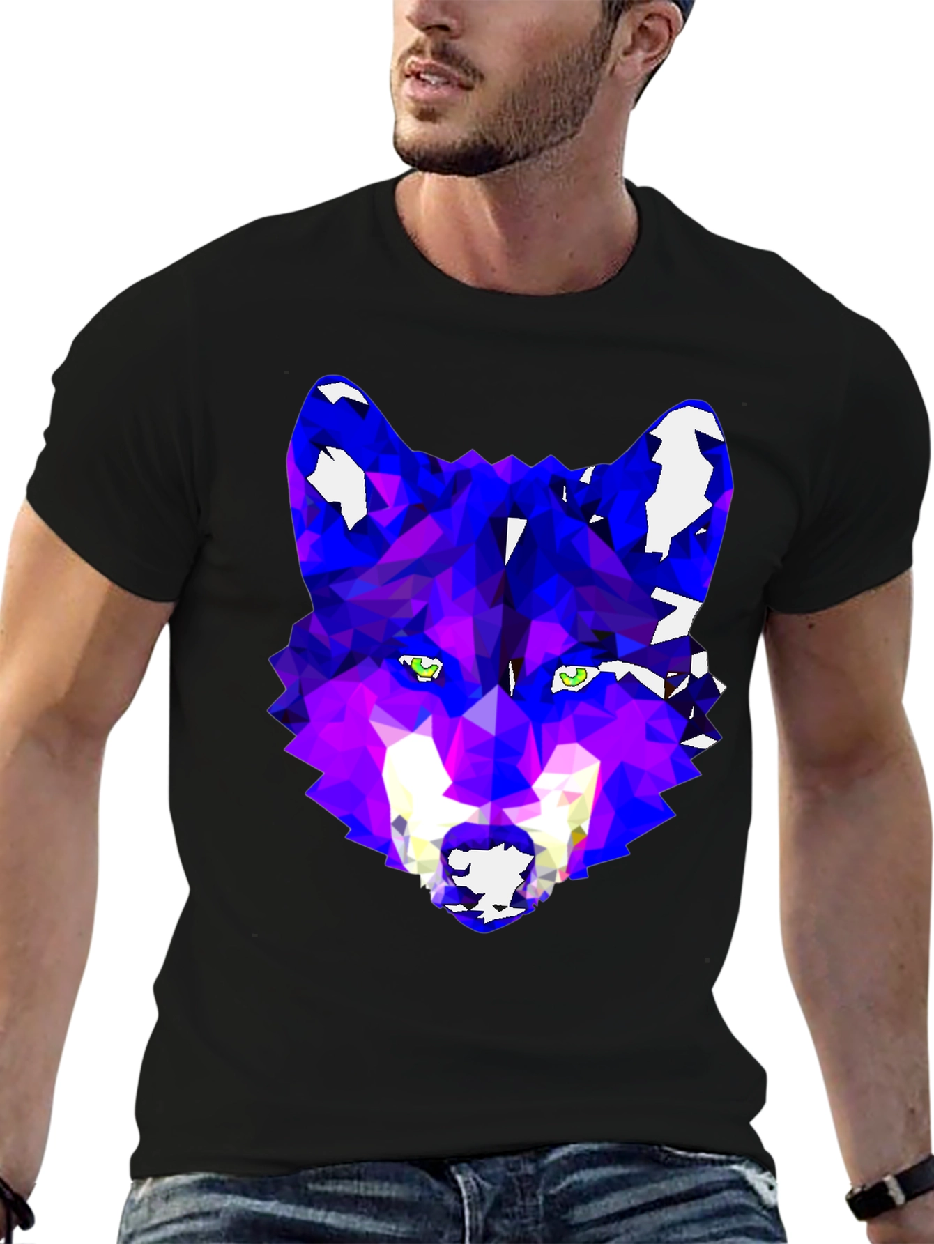 Geometric Wolf Graphic Tee - Modern Artistic Design