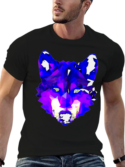 Geometric Wolf Graphic Tee - Modern Artistic Design