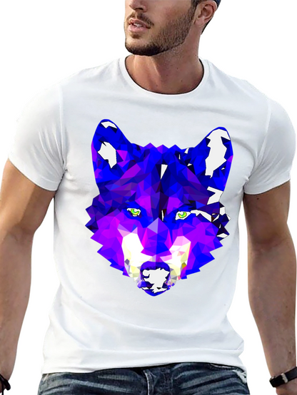 Geometric Wolf Graphic Tee - Modern Artistic Design