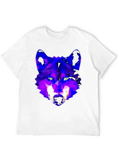 Geometric Wolf Graphic Tee - Modern Artistic Design