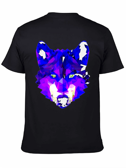 Geometric Wolf Graphic Tee - Modern Artistic Design
