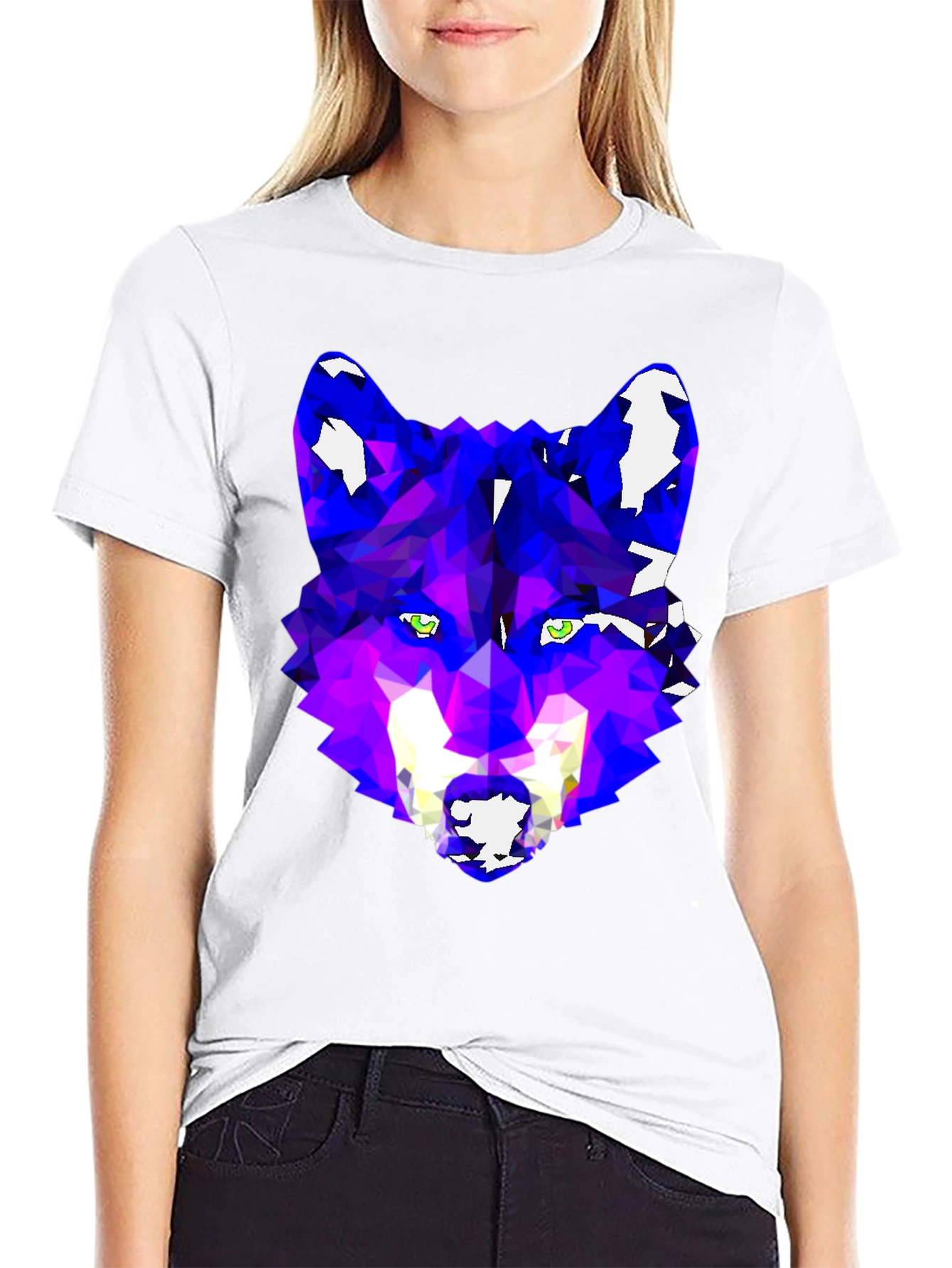 Geometric Wolf Graphic Tee - Modern Artistic Design