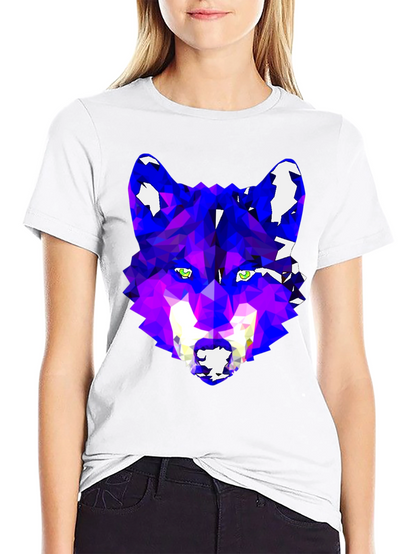 Geometric Wolf Graphic Tee - Modern Artistic Design