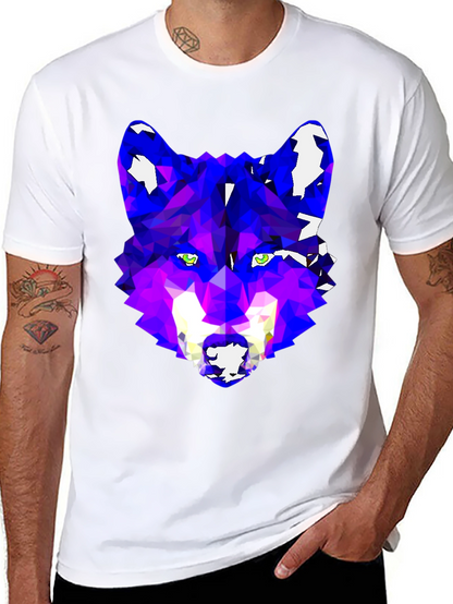 Geometric Wolf Graphic Tee - Modern Artistic Design