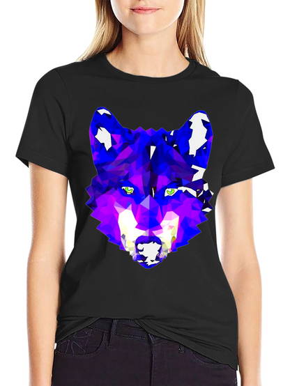 Geometric Wolf Graphic Tee - Modern Artistic Design