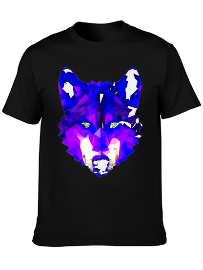 Geometric Wolf Graphic Tee - Modern Artistic Design