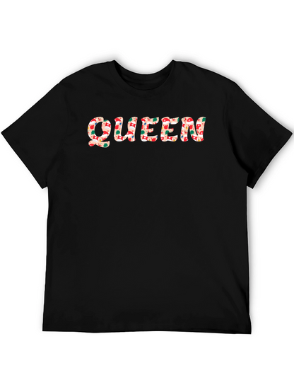Queen Christmas Pattern Black T-Shirt