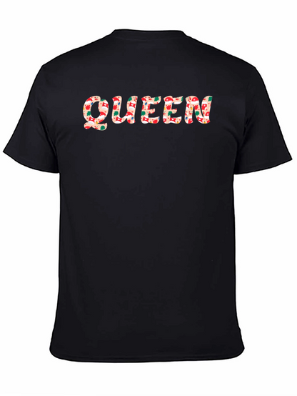 Queen Christmas Pattern Black T-Shirt