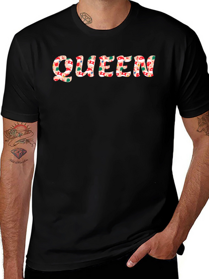 Queen Christmas Pattern Black T-Shirt