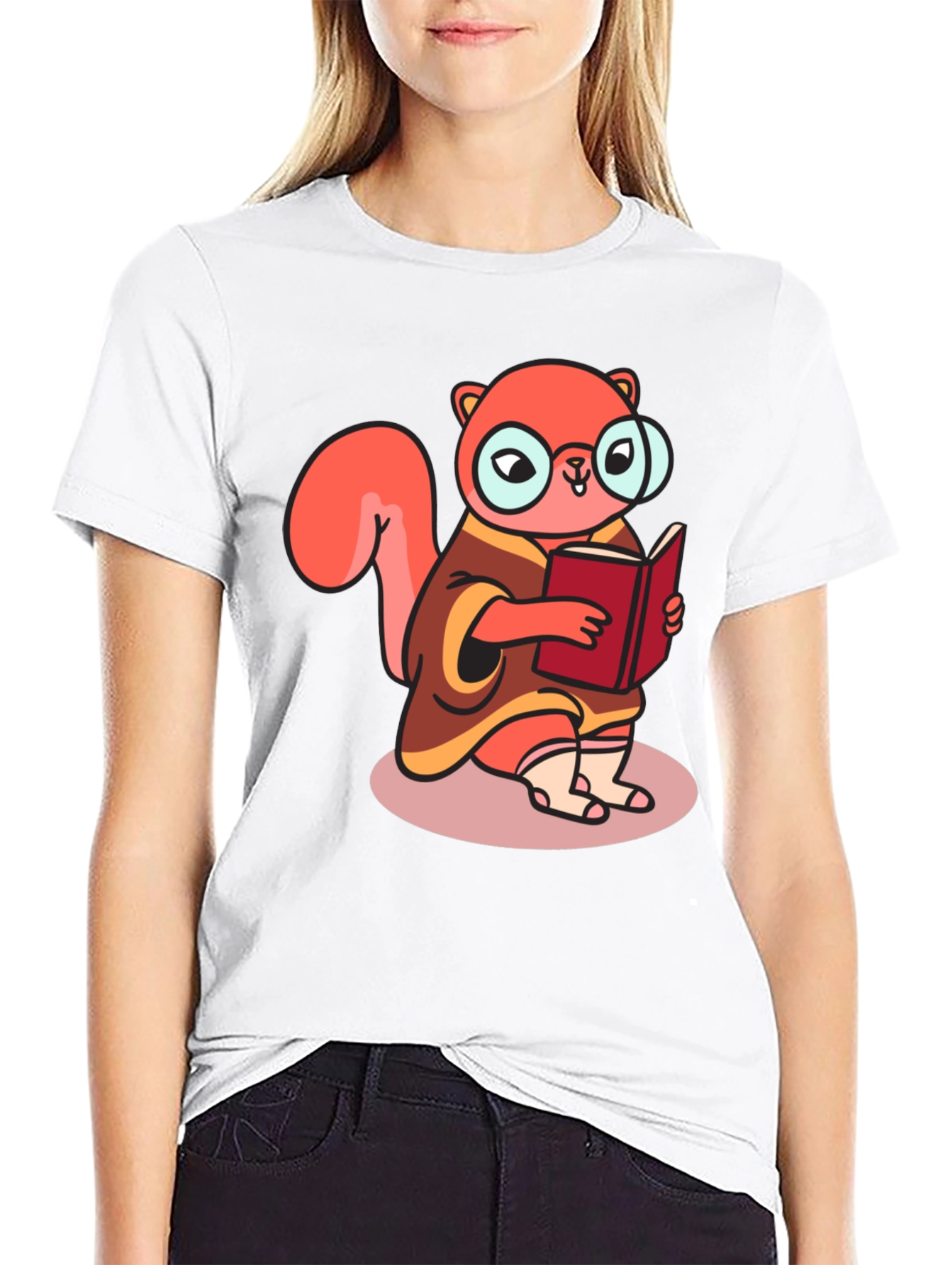 Bookish Squirrel Tee - Cartoon Animal Shirt