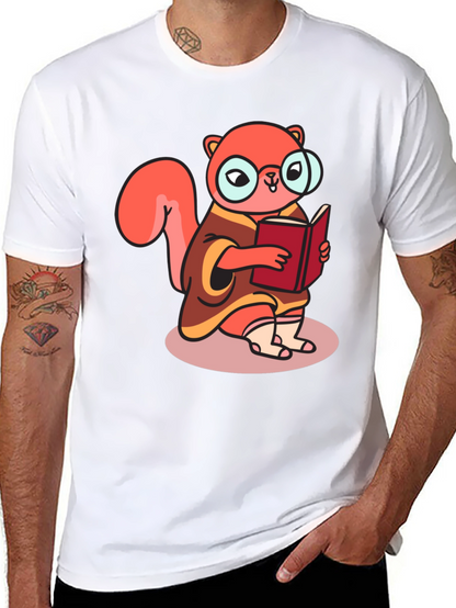 Bookish Squirrel Tee - Cartoon Animal Shirt