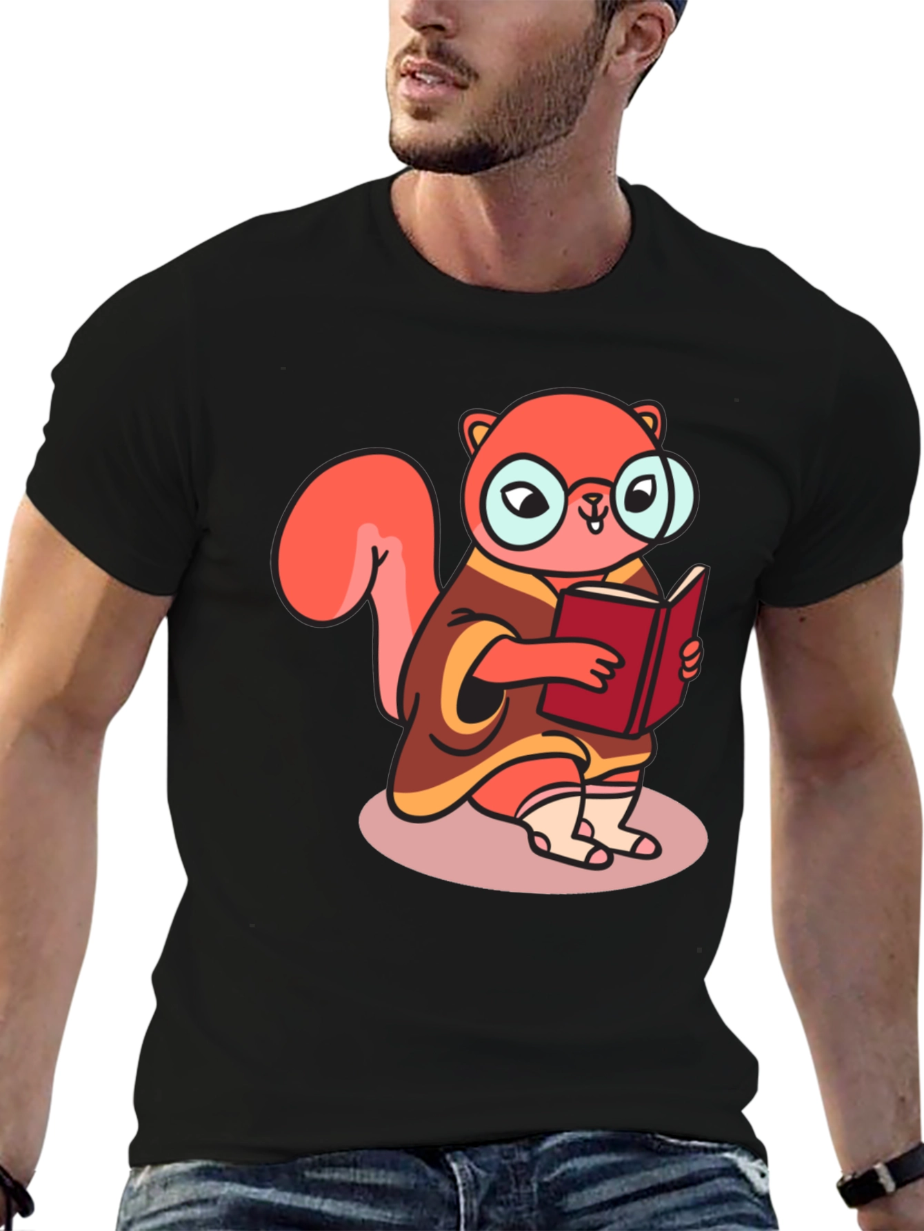 Bookish Squirrel Tee - Cartoon Animal Shirt