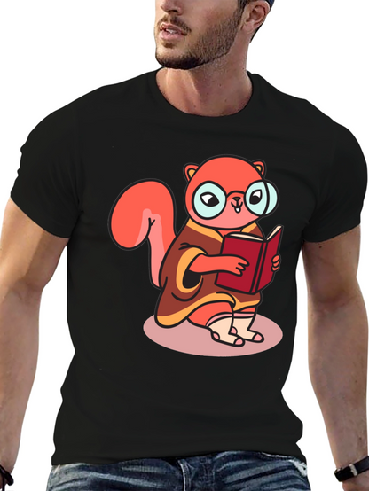Bookish Squirrel Tee - Cartoon Animal Shirt