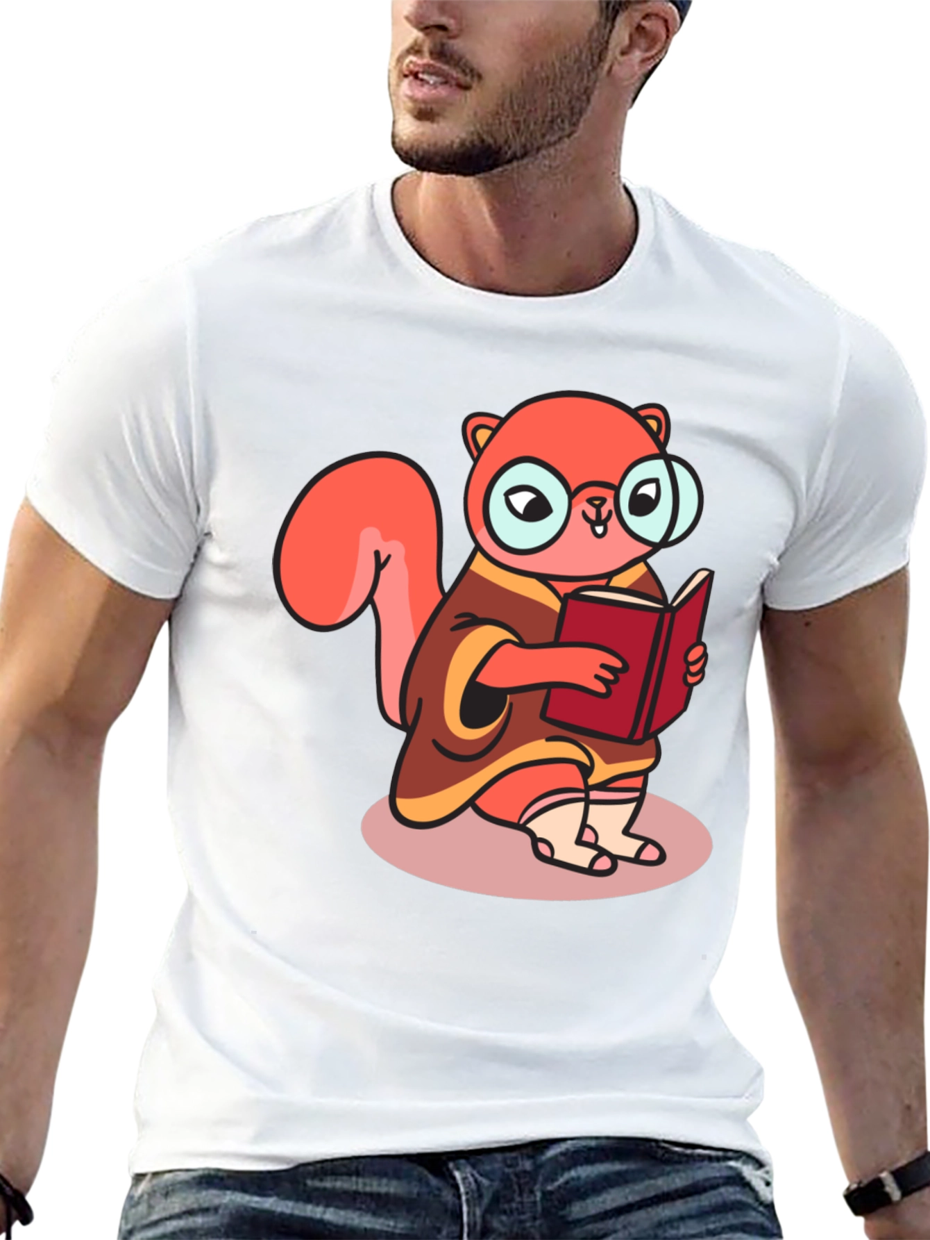Bookish Squirrel Tee - Cartoon Animal Shirt