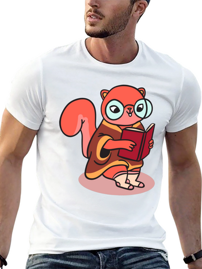 Bookish Squirrel Tee - Cartoon Animal Shirt