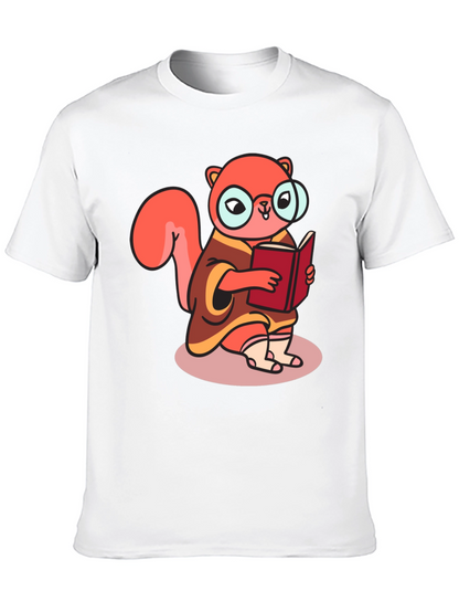 Bookish Squirrel Tee - Cartoon Animal Shirt