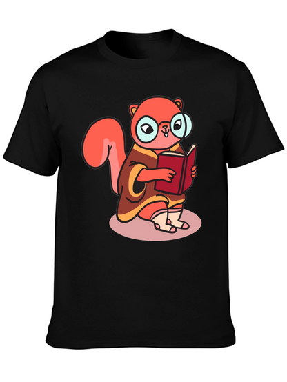 Bookish Squirrel Tee - Cartoon Animal Shirt