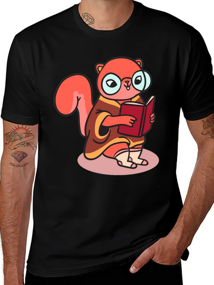 Bookish Squirrel Tee - Cartoon Animal Shirt