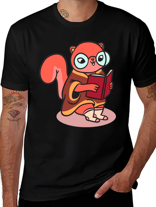 Bookish Squirrel Tee - Cartoon Animal Shirt