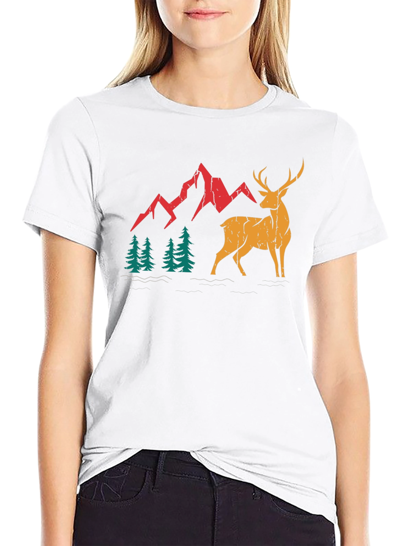 Mountain Deer Graphic Tee - Black